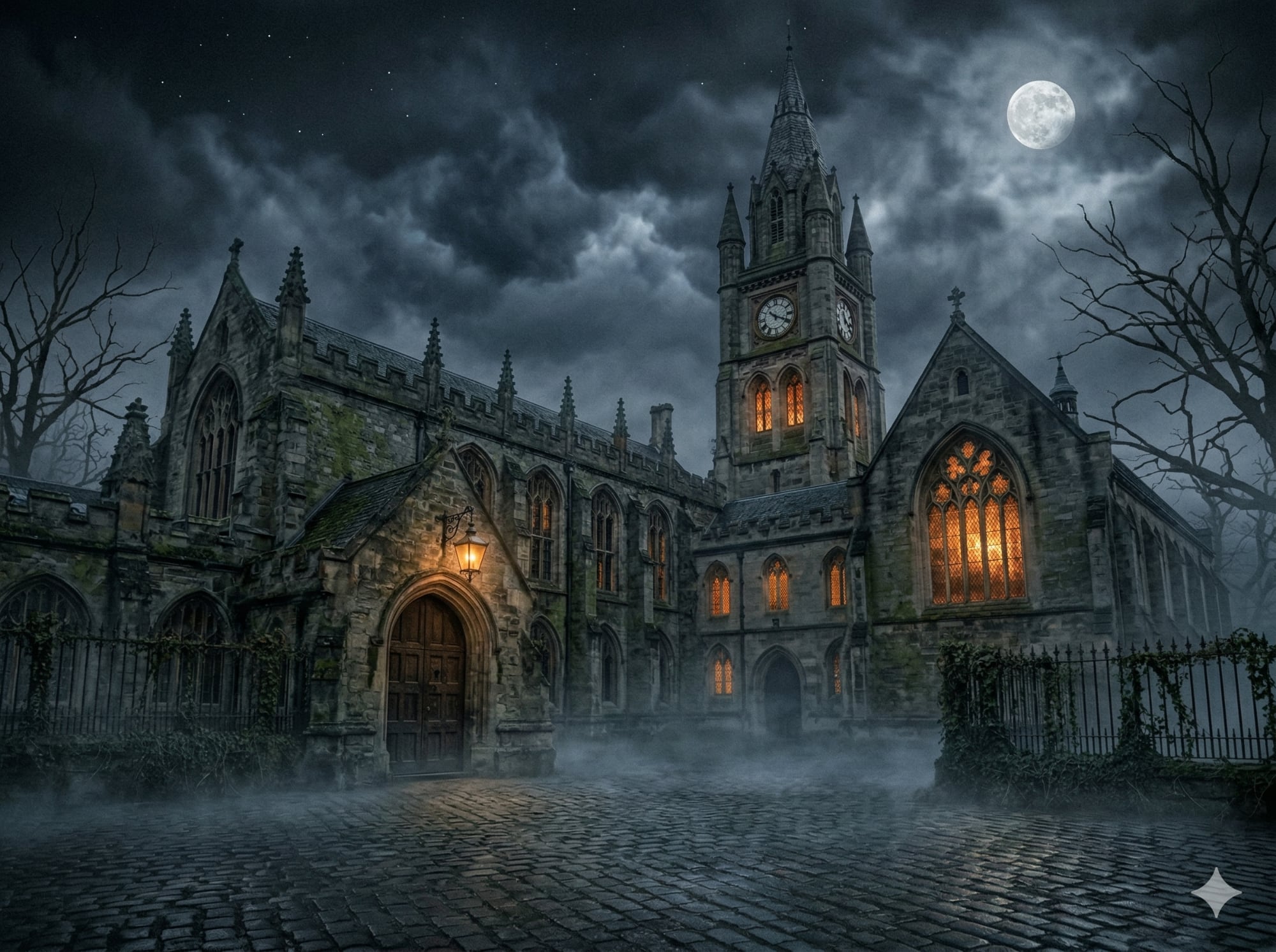 Peterhouse College at night